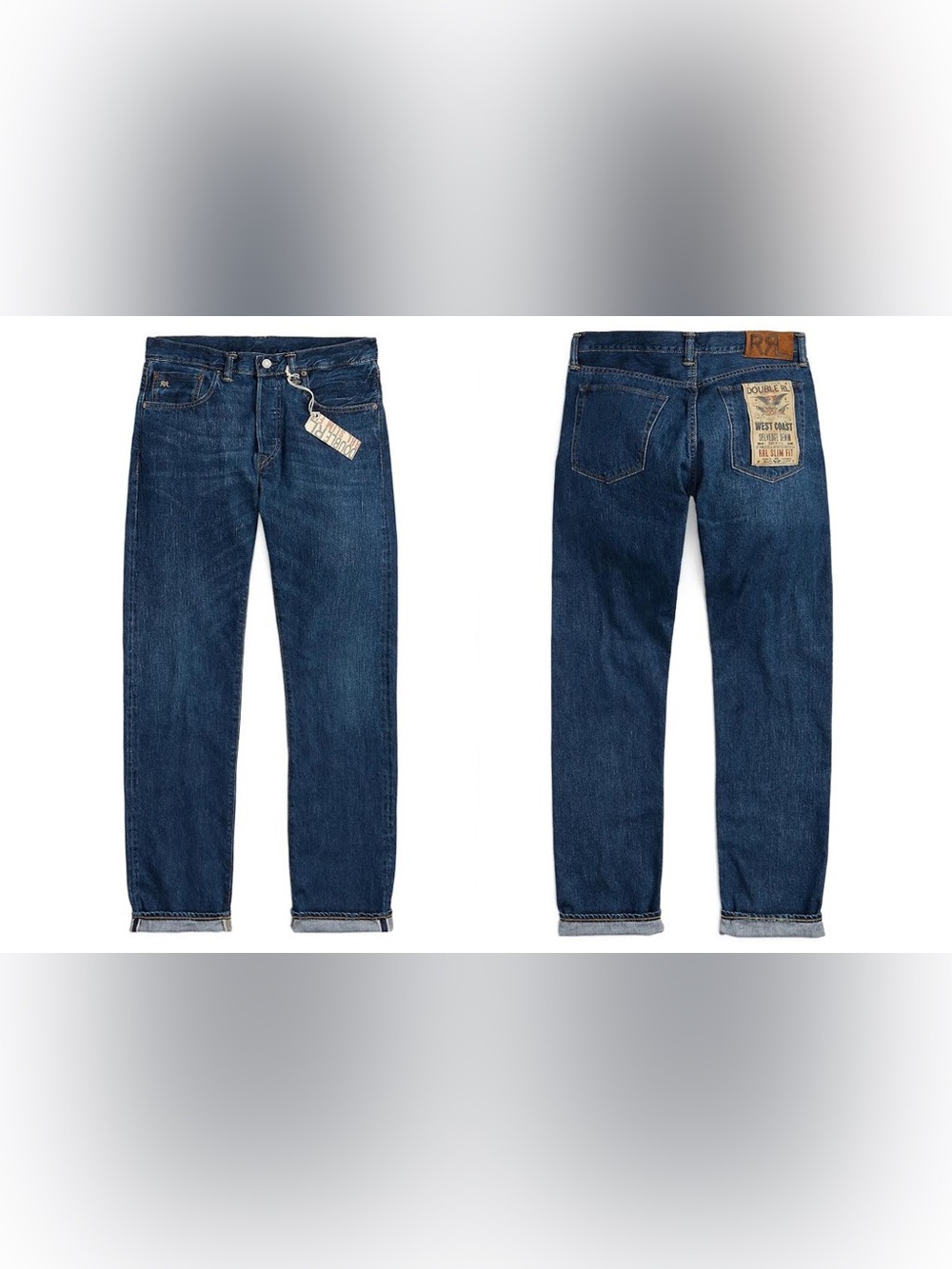 Ralph Lauren Double RL Slim Fit Selvedge Jeans Medium Wash Size 32x34